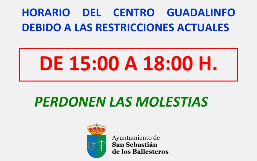Horario provisional del Centro Guadalinfo 1