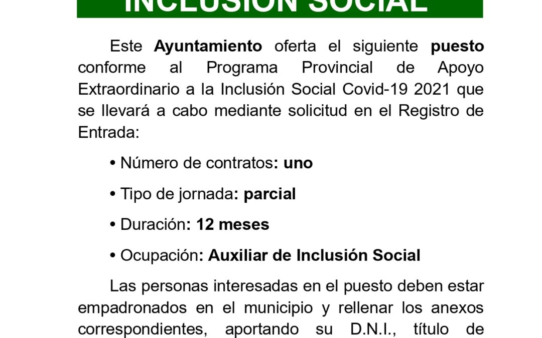 Contratación auxiliar de inclusión social 1
