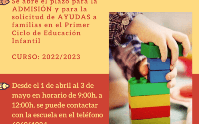 Plazo de admisión Escuela Infantil. Curso 22/23