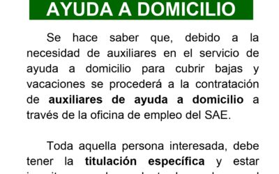 Oferta auxiliar de ayuda a domicilio