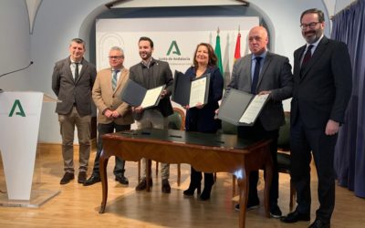 Firma del convenio para la construcción de la E.D.A.R. entre San Sebastián de los Ballesteros y la Diputación de Córdoba