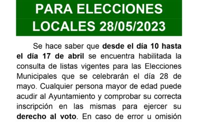 Exposición del Censo Electoral para las Elecciones Locales