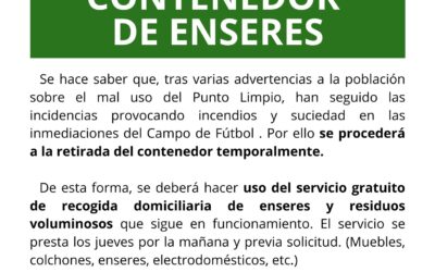 Información sobre el contenedor de enseres