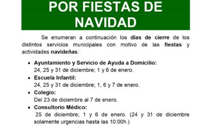 Cierre Servicios por Navidad