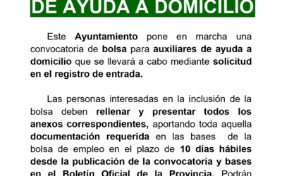 Bolsa de Auxiliares de Ayuda a Domicilio